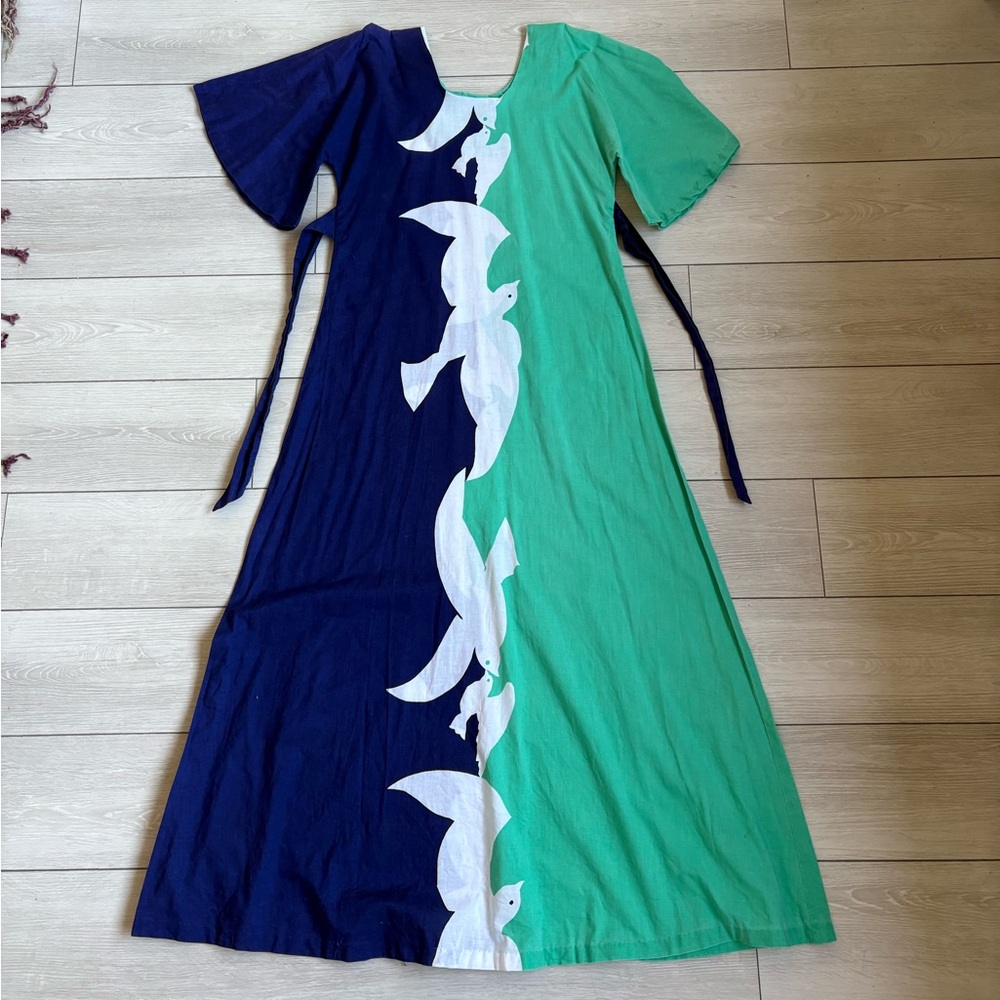 Vintage Colorblock White Dove Maxi Dress M